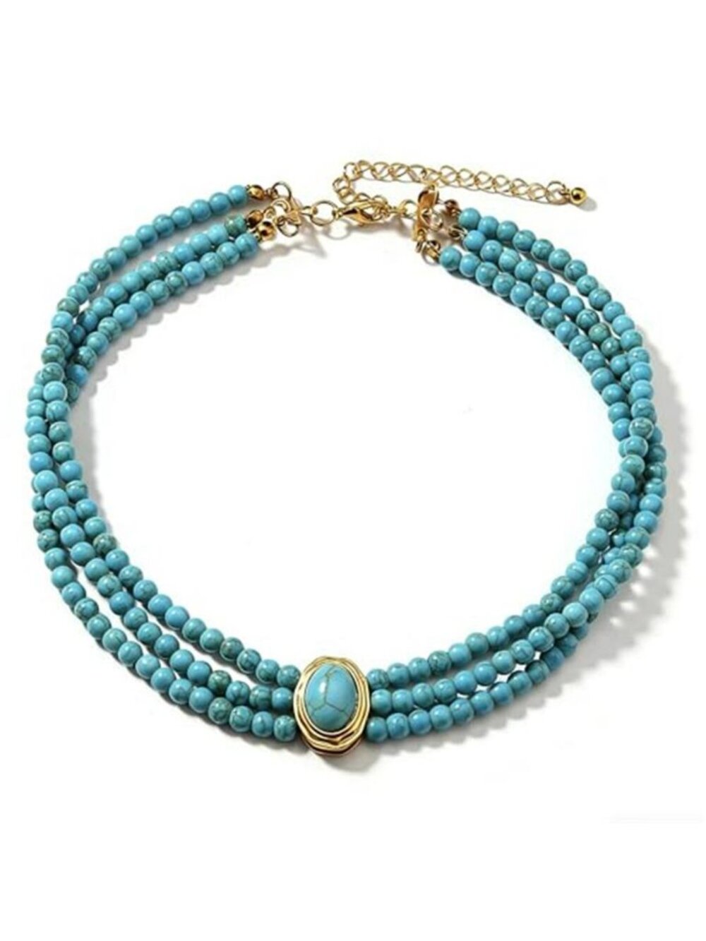 Turquoise Choker Necklace Women 3 Layers Necklace Multi Strands Necklace